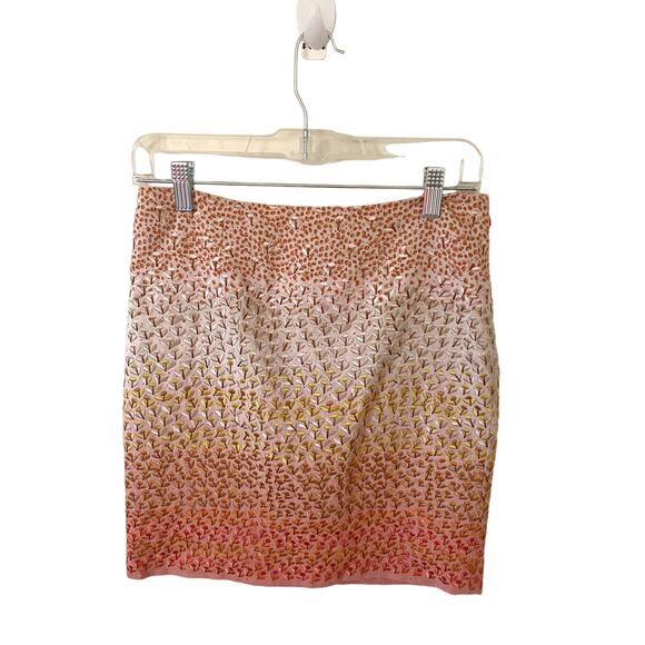 Anthropologie HD in Paris Embroidered Floral Linen Floral Skirt Pink Size 2 - Picture 1 of 5